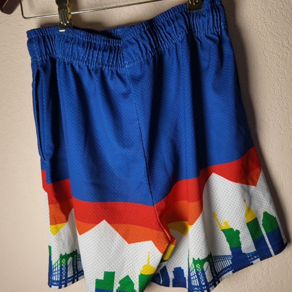 Eric Emanuel Basketball Shorts Blue Skyline Graphic Mesh Size Large - Picture 3 of 4